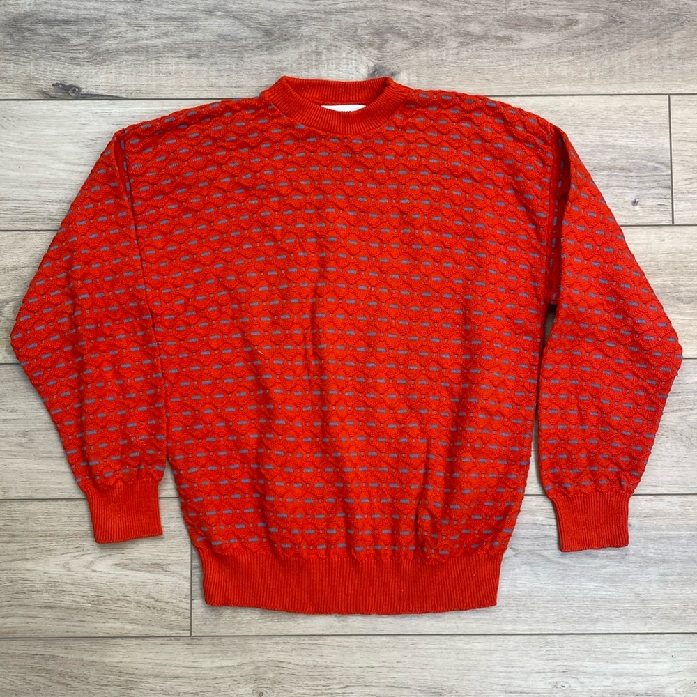 Vintage Eric Rhodes Textured Sweater Red Grandpa